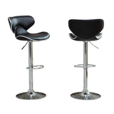 English Elm Masaccio Upholstery Airlift Adjustable Swivel Barstool With Chrome Base, Set Of 2, Black