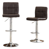 English Elm Swivel Faux Leather Adjustable Hydraulic Bar Stool, Set Of 2, Brown