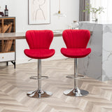 English Elm Ellston Upholstered Adjustable Swivel Barstools In Red, Set Of 2