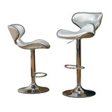 English Elm Masaccio Upholstery Airlift Adjustable Swivel Barstool With Chrome Base, Set Of 2, Silver