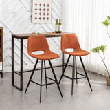 English Elm Porth Fabric Kitchen 28.25" Counter Height Stools, Set Of 2, Orange