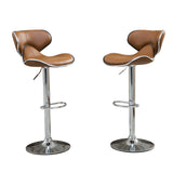 English Elm Masaccio Upholstery Airlift Adjustable Swivel Barstool With Chrome Base, Set Of 2, Camel