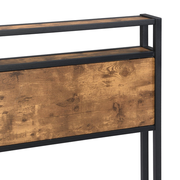 English Elm Full Size Metal Platform Bed Frame with Wooden Headboard Footboard USB Ports, 10" Storage, 600LB Capacity W2297P164911