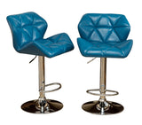 English Elm Glasgow Contemporary Tufted Adjustable Height Hidraulic Bar Stools, Set Of 2, Blue