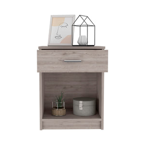 English Elm Nightstand - 21"H Compact Design With One Drawer & Open Shelf, Light Gray For Stylish Storage Solutions B097132928