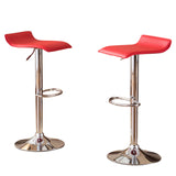 English Elm Contemporary Chrome Air Lift Adjustable Swivel Stools With Red Seat, Set Of 2