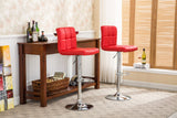 Red Faux Leather Bar Stools, Set of 2 - Modern Design, Adjustable & Swivel