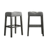 English Elm Coco Upholstered Backless Saddle Seat Bar Stools 29" Height Set Of 2, Gray