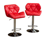 English Elm Glasgow Contemporary Tufted Adjustable Height Hidraulic Bar Stools, Set Of 2, Red