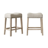 English Elm Coco Upholstered Backless Saddle Seat Counter Stools 24" Height Set Of 2, Tan