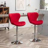 English Elm Ellston Upholstered Adjustable Swivel Barstools In Red, Set Of 2