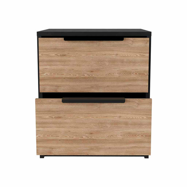 English Elm 3 Piece Bedroom Set with London Armoire & Egeo Nightstands, Black/Pine – Easy RTA Assembly, Durable Particleboard Finish B097S00044