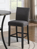 Gray Fabric Bar Stools with Nailhead Trim, Set of 2 - Solid Hardwood, Espresso Finish