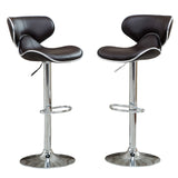 English Elm Masaccio Upholstery Airlift Adjustable Swivel Barstool With Chrome Base, Set Of 2, Dark Brown