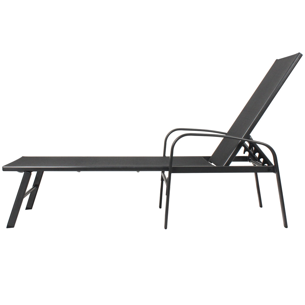 English Elm Outdoor Patio Swimming Pool Lounge Gray Teslin Fabric Recliner with Lumbar Pillow, 5-Position Comfort W400P151850