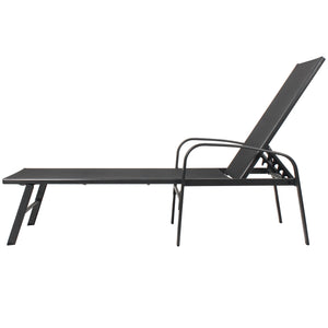 English Elm Outdoor Patio Swimming Pool Lounge Gray Teslin Fabric Recliner with Lumbar Pillow, 5-Position Comfort W400P151850