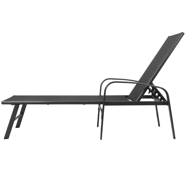English Elm Outdoor Patio Swimming Pool Lounge Gray Teslin Fabric Recliner with Lumbar Pillow, 5-Position Comfort W400P151850