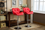 English Elm Glasgow Contemporary Tufted Adjustable Height Hidraulic Bar Stools, Set Of 2, Red