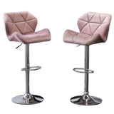 English Elm Breni Velvet Diamond Tufted Swivel Adjustable Height Barstool, Set Of 2, Mauve