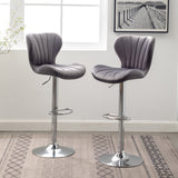 English Elm Ellston Upholstered Adjustable Swivel Barstools In Gray, Set Of 2