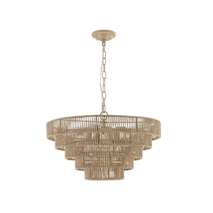 English Elm (Same As W1340P155977/L1019-5) 24" Boho 5-Layer Woven Hemp Rope Chandelier - Elegant Pendant Light Fixture For Home W1340P206666