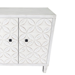 English Elm Accent Farmhouse Sideboard with Fluted Doors Natural Wood Wash Finish Dining Storage W1435P153086