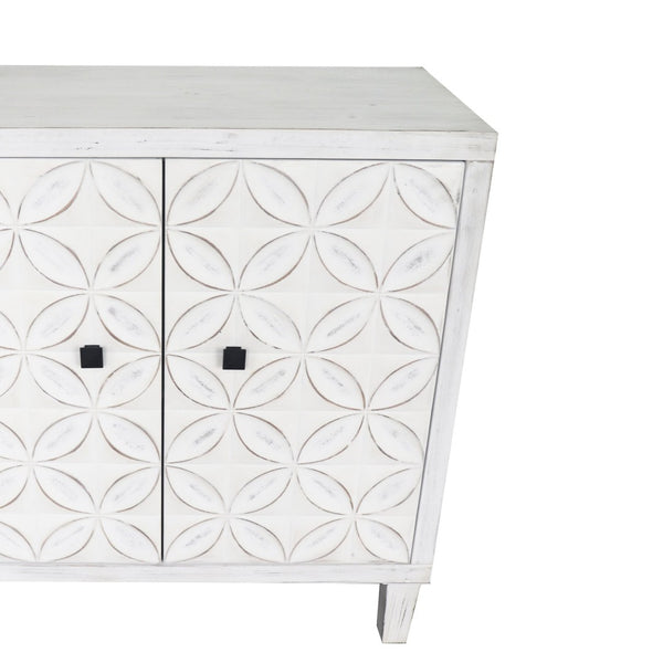 English Elm Accent Farmhouse Sideboard with Fluted Doors Natural Wood Wash Finish Dining Storage W1435P153086