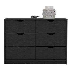 English Elm Dresser with Two Open Shelves and Four Drawers, 35" Tall Storage Chest with Metal Handles, Sleek Finish Black 46 L x 20 W x 7 H B097133021