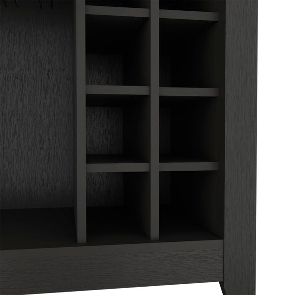 English Elm Depot E-shop Mojito Matte Black Bar Cabinet with Wine Rack and Open Storage Shelf B097133096