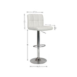 English Elm Swivel Faux Leather Adjustable Hydraulic Bar Stool, Set Of 2, White