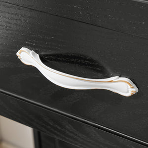 English Elm Modern Sleek 3-Drawer Chest with Antique Gold Knobs, Waterproof MDF, Anti-Tip Safety, Spacious Organizer Black W1668P182250