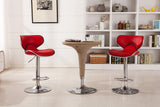 English Elm Masaccio Upholstery Airlift Adjustable Swivel Barstool With Chrome Base, Set Of 2, Red