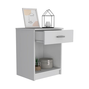 English Elm Nightstand With Drawer And Shelf – Modern White Design For Compact Spaces, Easy Assembly & Style B097132929