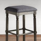 English Elm Arnhem Wood Upholstered Swivel Counter Height Stool, Set Of 2, Grey