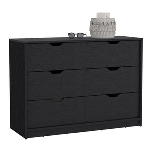 English Elm Dresser with Two Open Shelves and Four Drawers, 35" Tall Storage Chest with Metal Handles, Sleek Finish Black 46 L x 20 W x 7 H B097133021