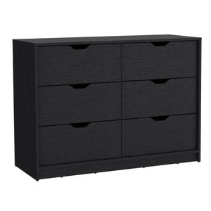 English Elm Dresser with Two Open Shelves and Four Drawers, 35" Tall Storage Chest with Metal Handles, Sleek Finish Black 46 L x 20 W x 7 H B097133021