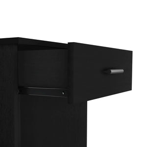 English Elm Nightstand With One Drawer & Low Shelf - Modern Black Design For Compact Spaces & Stylish Storage B097132927