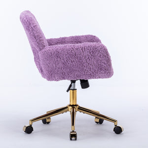 English Elm A&A Plush Alpaca Wool Office Chair with Adjustable 40° Recline, Wide Deep Seat and Sturdy 320mm Base Violet W1143P154102