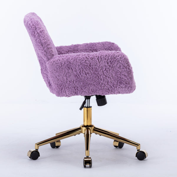 English Elm A&A Plush Office Chair with Alpaca Faux Wool, Wide Deep Seat, 40° Recline & Stable 320mm Base Violet W1143P154102