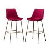 English Elm Aufurr Modern Velvet 26.50 Counter Height Stool, Set Of 2, Red