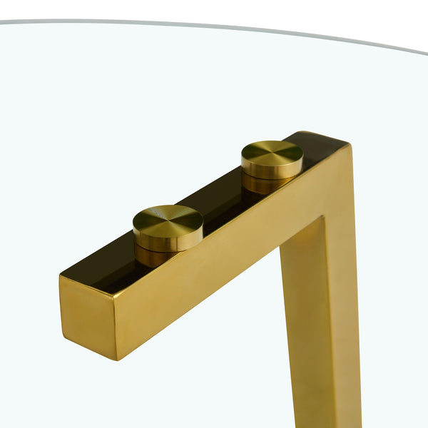 English Elm Modern minimalist dining table with imitation marble glass top and metal legs for elegant gatherings, 77" Transparent W1151S03853