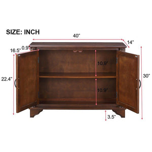 English Elm 40" Retro Console Table with Dual Cabinet Storage Pine Frame Entryway Foyer Light Espresso W1202P146346