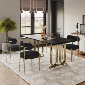 English Elm Woker Boucle Sherpa Dining Chairs Set of 2 Brass Legs Mid-century Modern Curved W1567P147203