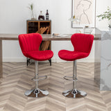 English Elm Ellston Upholstered Adjustable Swivel Barstools In Red, Set Of 2