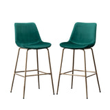 English Elm Aufurr Modern Velvet 26.50 Counter Height Stool, Set Of 2, Green