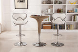 White Swivel Barstool Set of 2 | Airlift Adjustable | Chrome Base | Modern Style | Plush Cushions | Easy Assembly