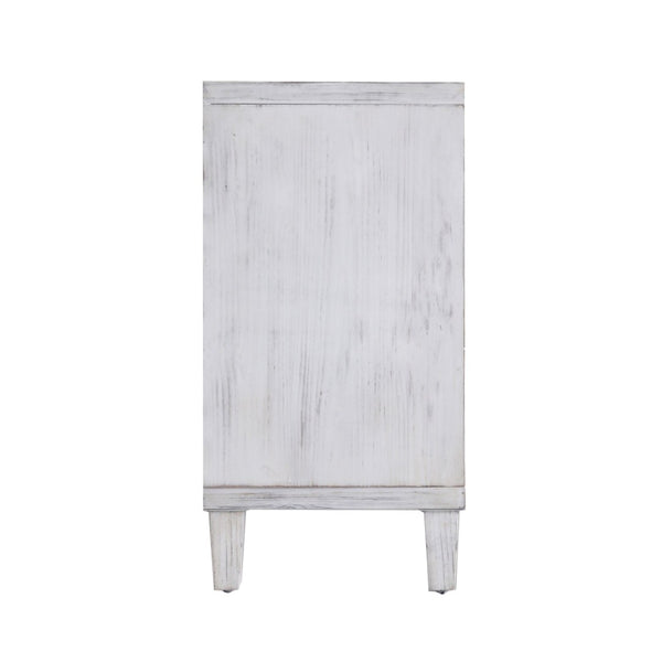 English Elm Accent Farmhouse Sideboard with Fluted Doors Natural Wood Wash Finish Dining Storage W1435P153086
