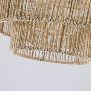 English Elm (Same As W1340P155977/L1019-5) 24" Boho 5-Layer Woven Hemp Rope Chandelier - Elegant Pendant Light Fixture For Home W1340P206666