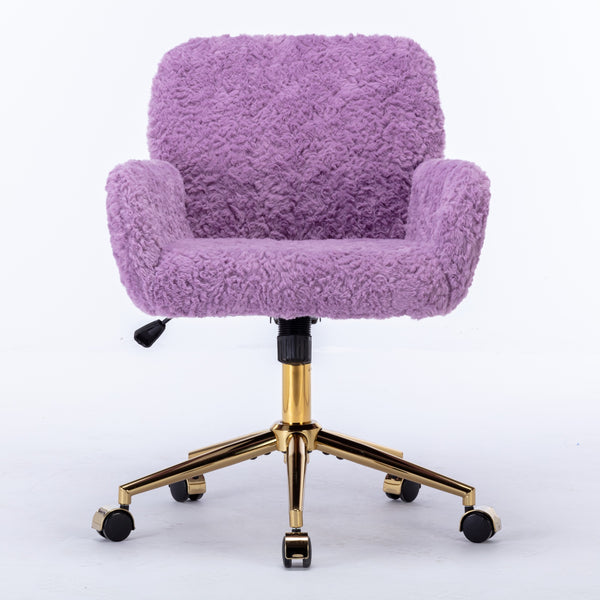 English Elm A&A Plush Office Chair with Alpaca Faux Wool, Wide Deep Seat, 40° Recline & Stable 320mm Base Violet W1143P154102