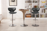 2 Masaccio Grey Upholstery Barstools - Chrome Base, Adjustable Swivel & Air Lift